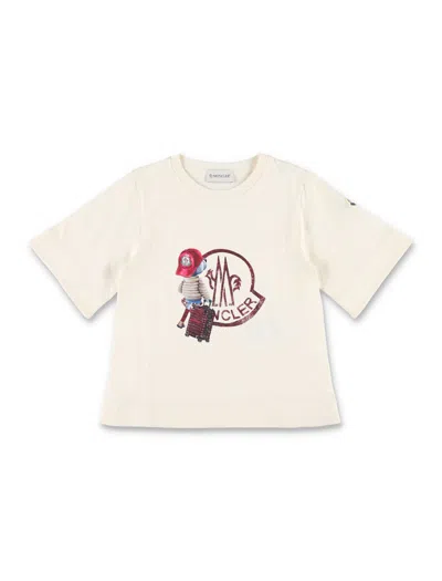 Moncler Kid - Teddy Bear Logo Motif Cotton T-shirt In White