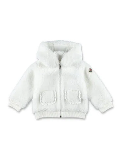 Moncler Kid - Teddy Zip-up Hoodie In White