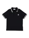 Moncler Kid - Tricolour-trimmed Cotton Piquet Polo Shirt In Black