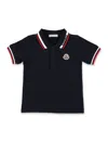 Moncler Kid - Tricolour-trimmed Cotton Piquet Polo Shirt In Navy