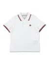 Moncler White Polo With Lettering Logo On The Collar And Logo Patch On The Chest In Cotton Boy In Multi