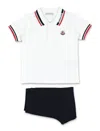 Moncler Kid - Tricolour-trimmed Cotton Piquet Set In Navy/white