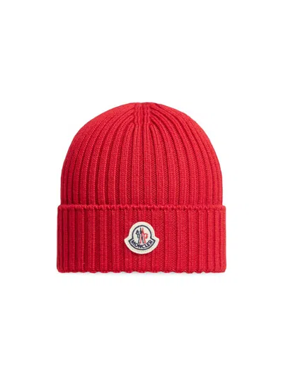 Moncler Kid's Beanie Hat In Wool In Red