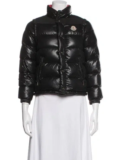 Pre-owned Moncler Kid Boys' Quilted Embroidered Jacket In Black