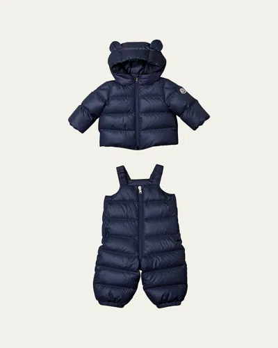 Moncler Babies' Kid's Deidre Hooded Jacket & Snowsuit In Blue