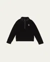 Moncler Kid's Embroidered Logo-print Sweatshirt In Black