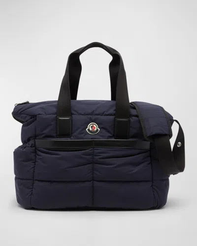 Moncler Kid's Quilted Diaper Bag In Blue