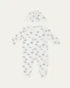 Moncler Kid's Scattered Logo-print Footie Gift Set In White