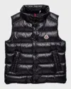 Moncler Kid's Tib Logo Quilted Vest In Black