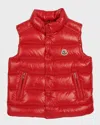 Moncler Kid's Tib Logo Quilted Vest In Red