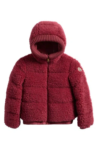 Moncler Kids' Adalbertas Hooded Faux Fur Jacket In Pink
