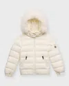 Moncler Kids Bady Faux Fur Quilted Jacket In Natural