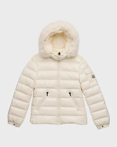 Moncler Kids Bady Faux Fur Quilted Jacket In Animal Print