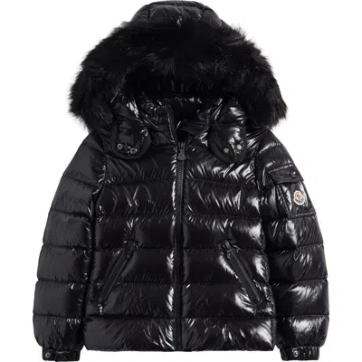 Moncler Kids' Badyf Down Jacket With Faux Fur Trim In Black