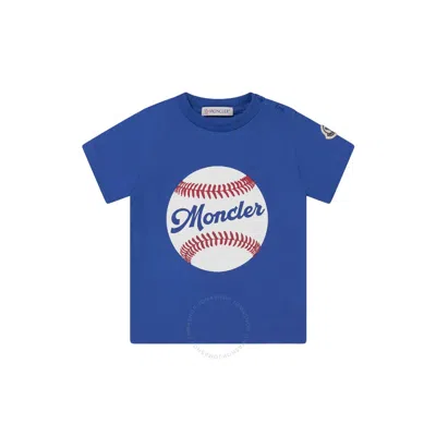 Moncler Kids Baseball Logo Print T-shirt In Blue