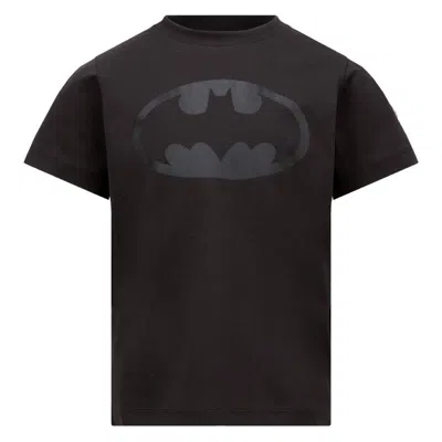 Moncler Kids Batman Logo Cotton T-shirt In Black
