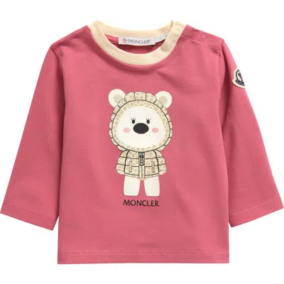 Moncler Kids' Bear Graphic T-shirt In Pink