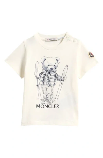 Moncler Kids' Bear Logo Stretch Cotton Graphic T-shirt In Neutral