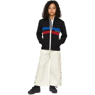 Moncler Kids Black Inlay Zip-up Cardigan In 999 Black