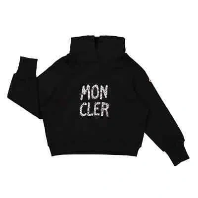 Pre-owned Moncler Kids Black Logo Print Kinder Hooded Sweatshirt