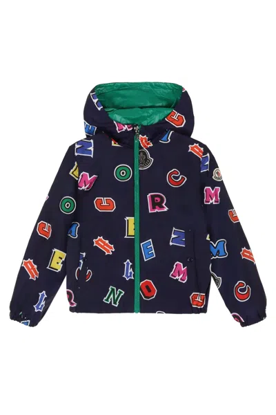 Moncler Kids Boy Mini Hooded Windbreaker With Elastic Cuffs In Black