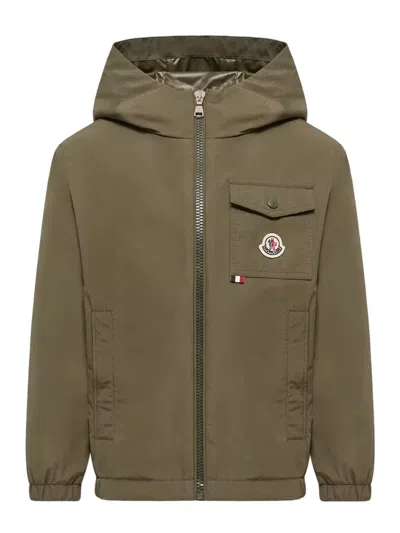 Moncler Kids Boys' Hooded Mini Jacket With Zip Closure In Green