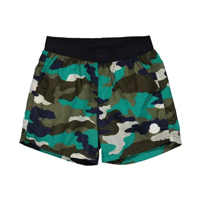 Moncler Camouflage-print Track Shorts In Green