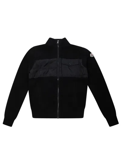 Moncler Kids Cardigan Sweater In Blue