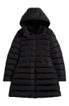 Moncler Kids' Charpal Down Puffer Long Coat In Black