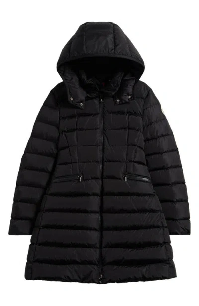Moncler Kids' Charpal Down Puffer Long Coat In Black