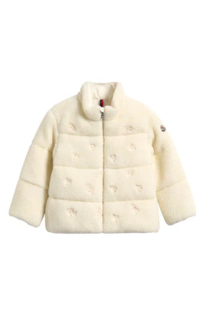 Moncler Kids' Chiara Embroidered Fleece Jacket In Neutral