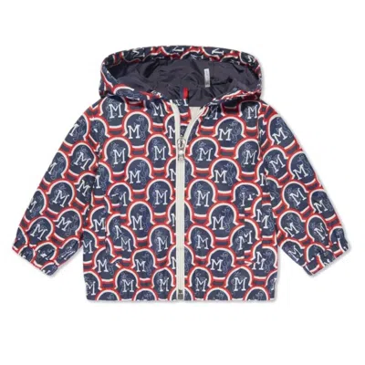 Moncler Kids Clarinet Monogram Hooded Jacket In Blue