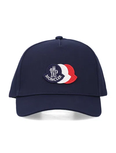 Moncler Kids' Classic Baseball Cap With Iconic Logo In Blue