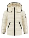 Moncler Ivory Bady Down Jacket For Girl With Logo In White