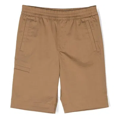 Moncler Kids Cognac Gabardine Bermuda Shorts In Brown