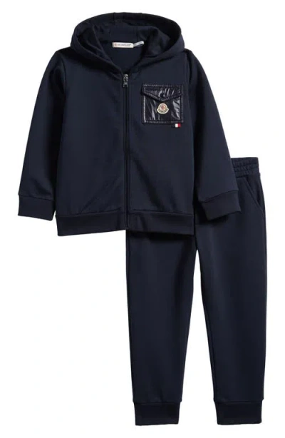 Moncler Kids' Contrast Pocket Hoodie & Joggers Set In Blue