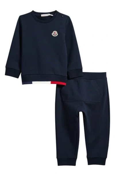Moncler Kids' Contrast Trim Stretch Cotton Sweatshirt & Joggers Set In Black