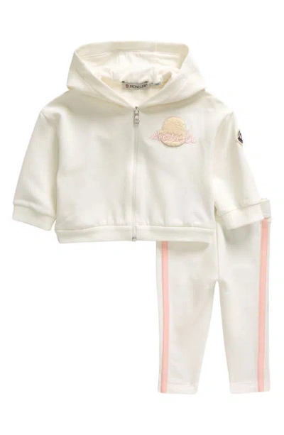 Moncler Babies' Kids' Cotton French Terry Zip Hoodie & Sweatpants Set In White