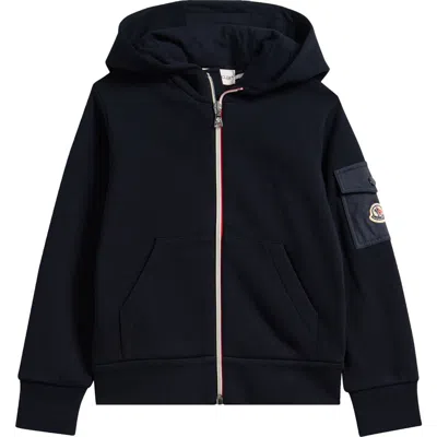 Moncler Kids' Cotton Full Zip Hoodie In Blue