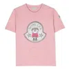 Moncler Kids Cotton Jersey Printed T-shirt In Pink