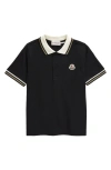 Moncler Boy's Cotton Piqué Short-sleeve Polo Shirt In Black