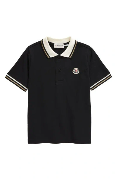 Moncler Boy's Cotton Piqué Short-sleeve Polo Shirt In Black