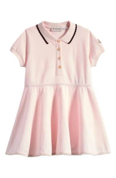 Moncler Kids' Cotton Piqué Polo Dress In Pink