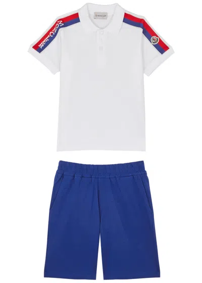 Moncler Kids Cotton Polo Shirt And Shorts Set (4-6 Years) In White Other