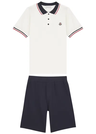 Moncler Kids Cotton Polo Shirt And Shorts Set (8-10 Years) In White