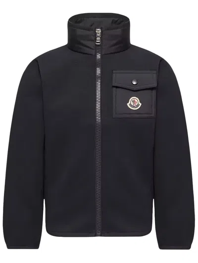 Moncler Kids Cotton Zip-up Sweatshirt In Navy In Gray