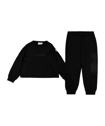 Moncler Kids Crewneck Sweatshirt  Jogger Pants Set In Black