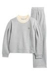 Moncler Kids' Crochet Trim Sweatshirt & Sweatpants Set In Gray