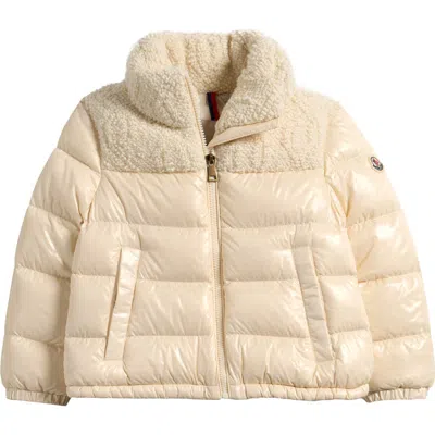 Moncler Kids' Dima Mixed Media Down Puffer Jacket In Neutral