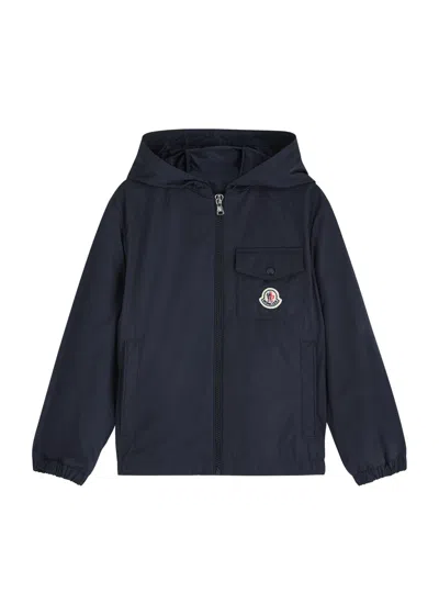 Moncler Kids Ebo Hooded Shell Jacket (8-10 Years) In Navy